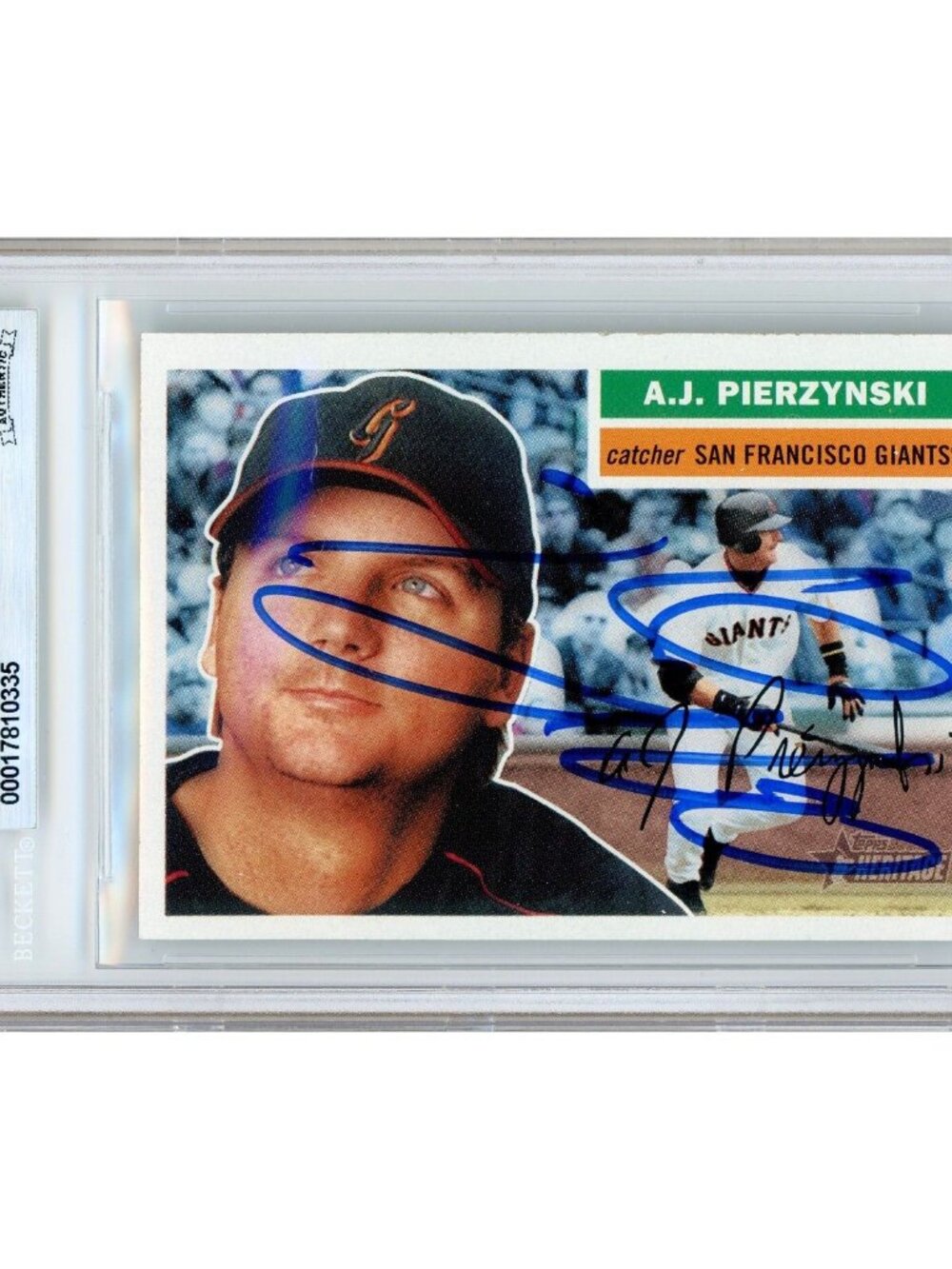 A.J. Pierzynski Signed 2005 Topps Heritage #242 SF Giants Card BAS Slab